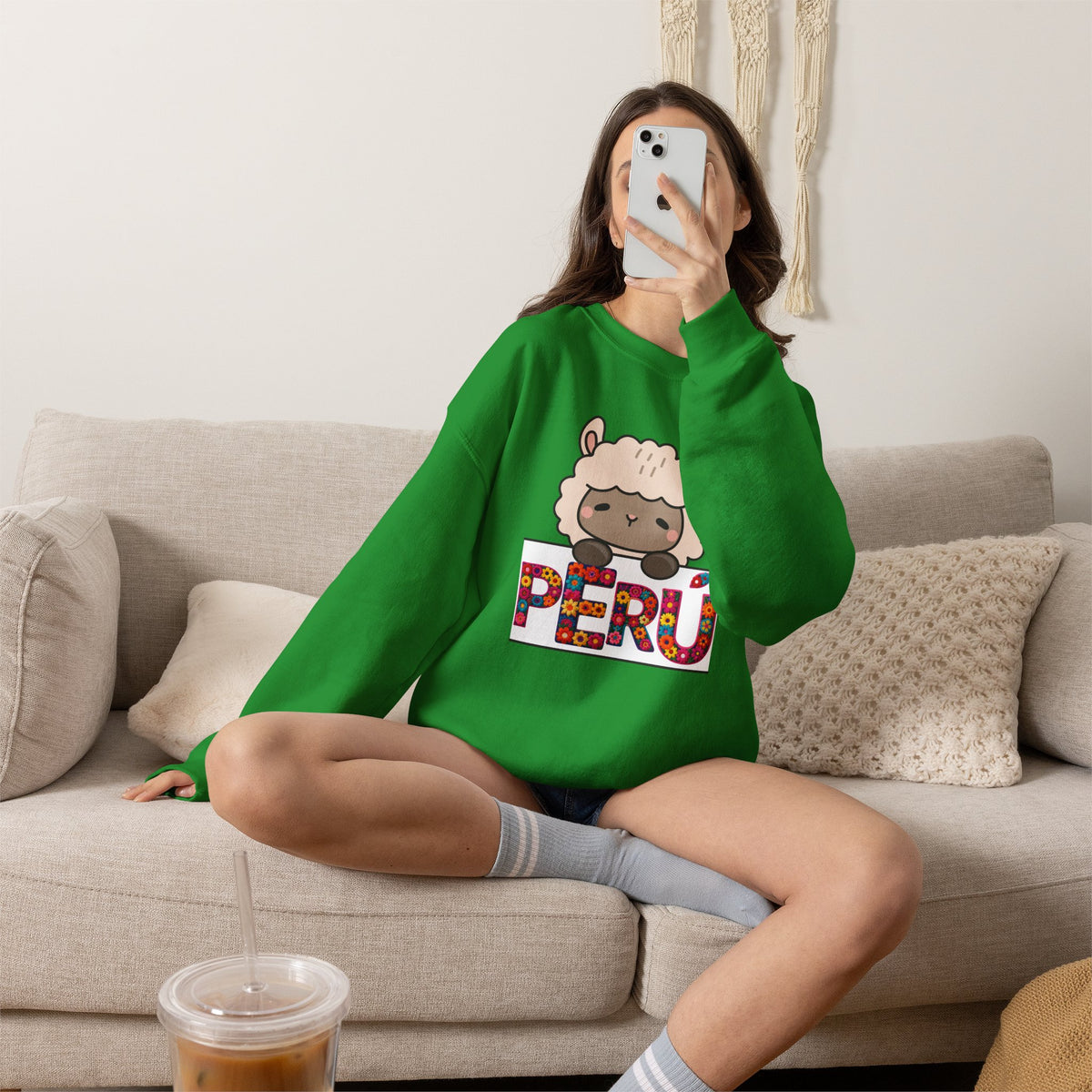 Best Cute Alpaca Peru Sweatshirt - Kawaii Floral Crewneck