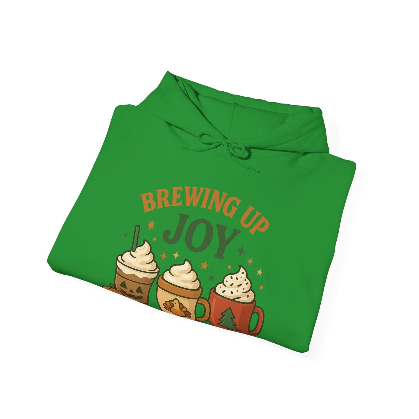 Brewing Up Joy Hoodie USA 🎃🦃🎄 – Unisex Holiday Coffee Hoodie for Every Season