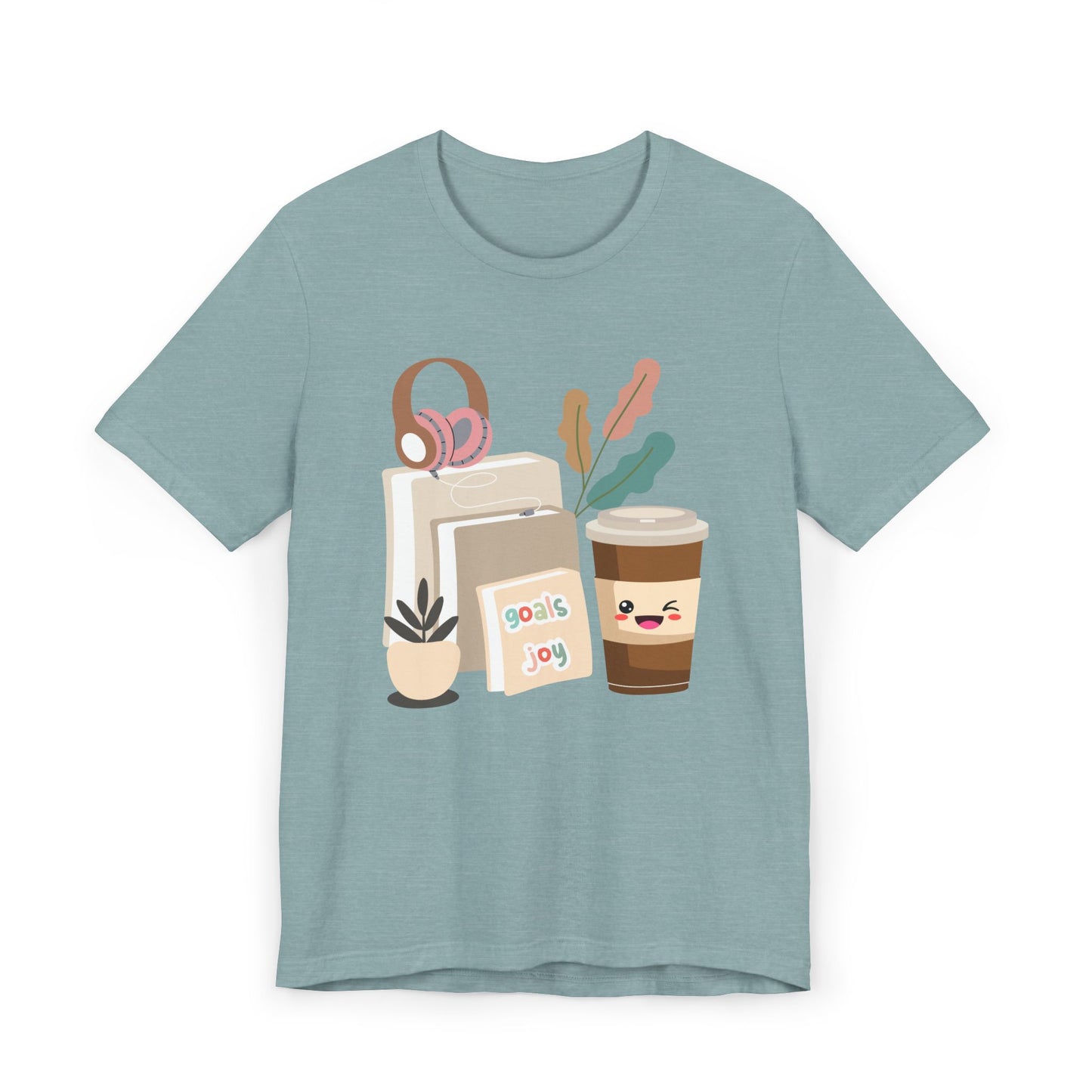 Goals & Joy Coffee T-Shirt – Cute Motivational Graphic Tee for Coffee Lovers (USA Only)