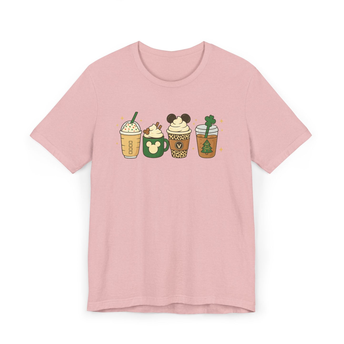 ☕🎄 Holiday Coffee Cups Unisex T-Shirt USA | Festive Coffee Tee