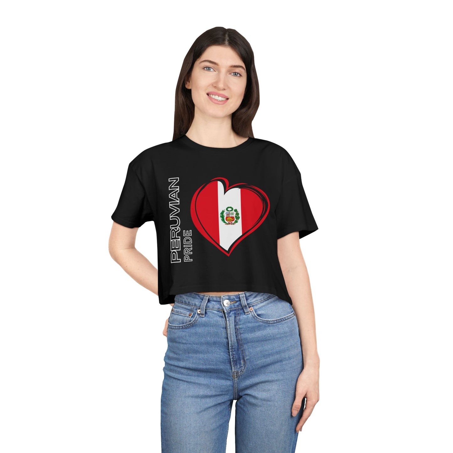 Best Peruvian Pride Crop Top | Peru Flag Heart | Gift USA