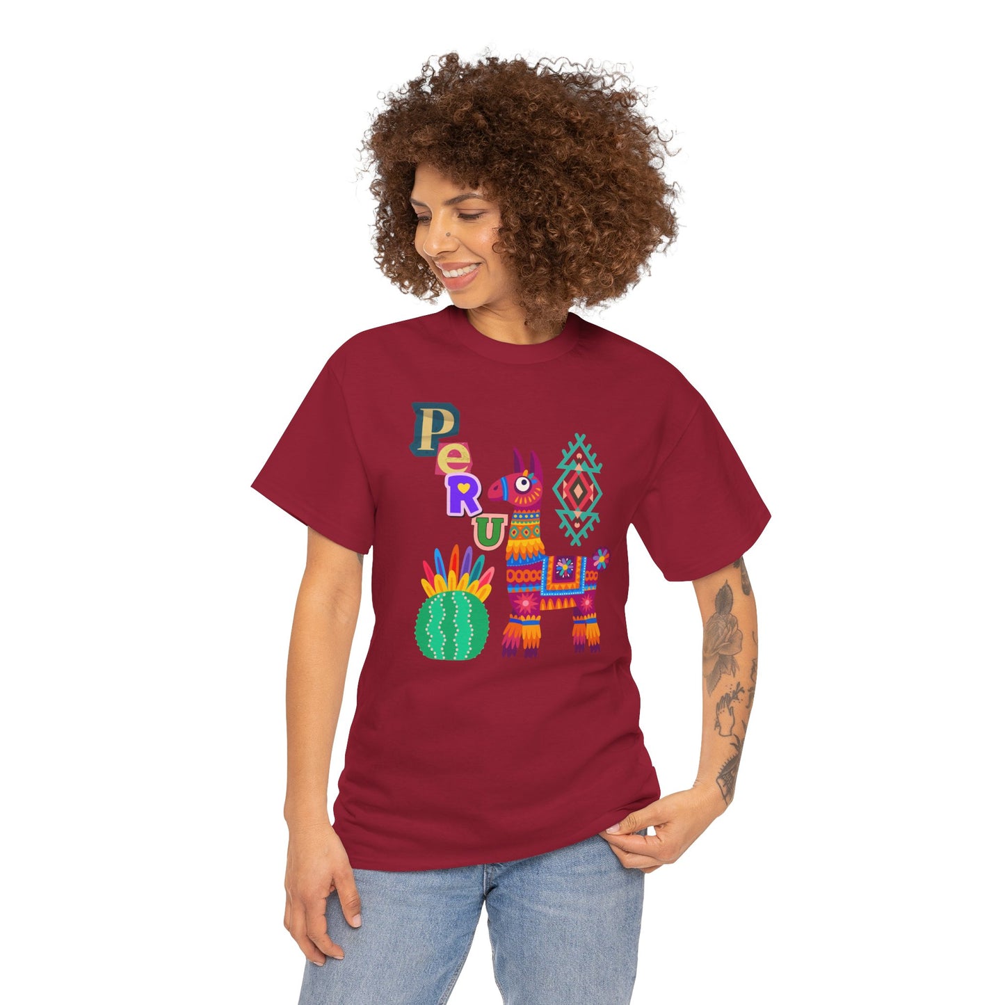Best Peruvian Llama T-Shirt USA Colorful Peru Pride Unisex Tee