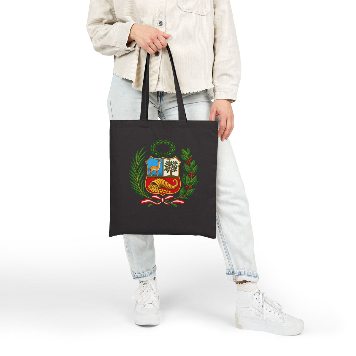 Best Peru Coat of Arms Tote Bag - Escudo Canvas Gift