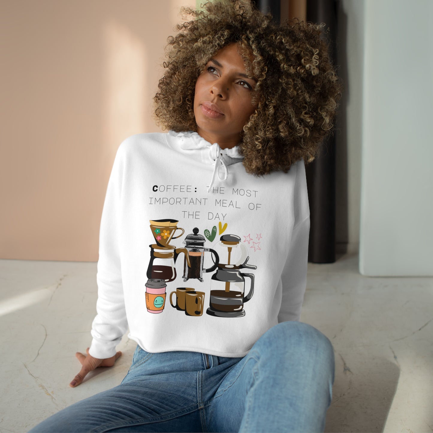 Best Coffee Cropped Hoodie "Coffee: the most important meal of the day"