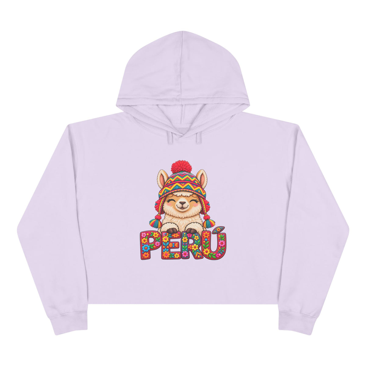 Best Floral Llama Peru Crop Hoodie - Cute Chullo Llama Gift