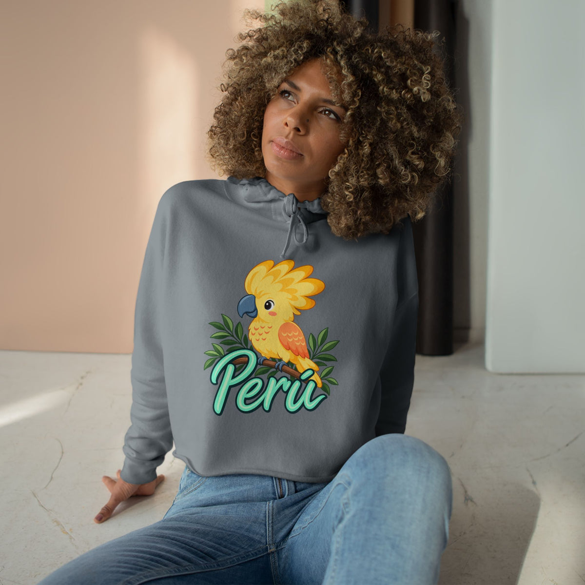 Best Yellow Parrot Peru Crop Hoodie - Cute Bird Gift