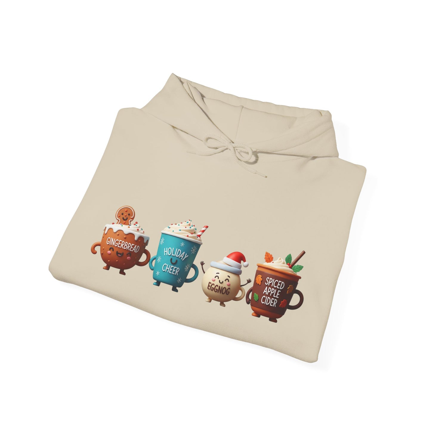 Holiday Drinks Hoodie USA 🎄☕ – Unisex Hoodie with Gingerbread, Eggnog & Cider