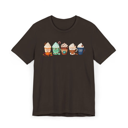 🎃☕ Seasonal Coffee Drinks T-Shirt USA | Holiday Coffee Tee