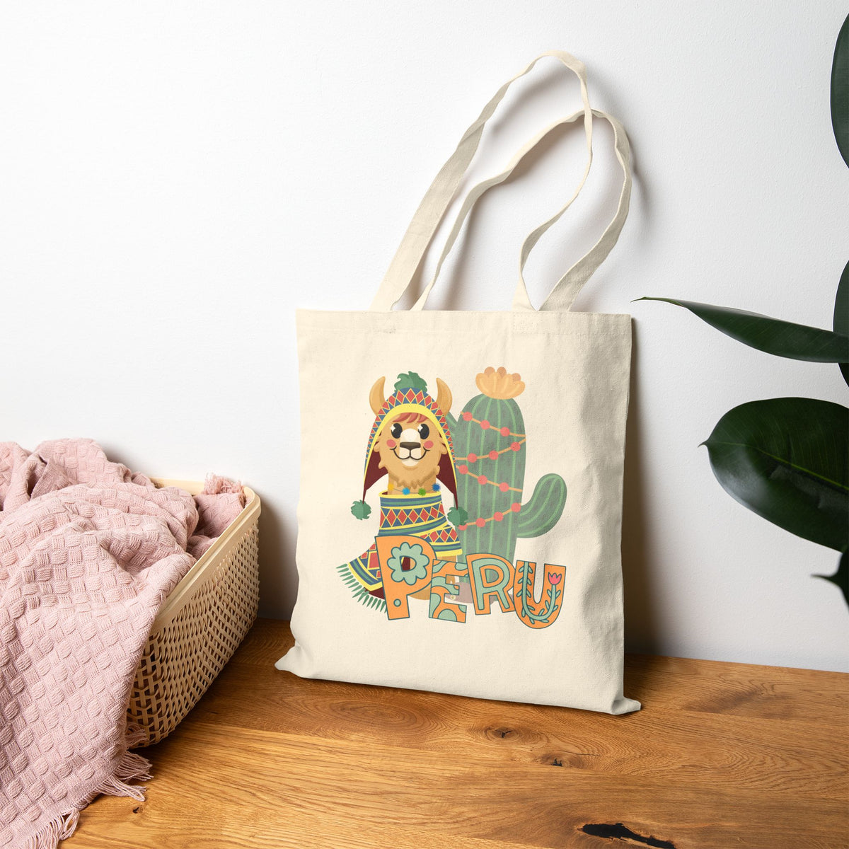 Best Peru Llama Cactus Canvas Tote Bag
