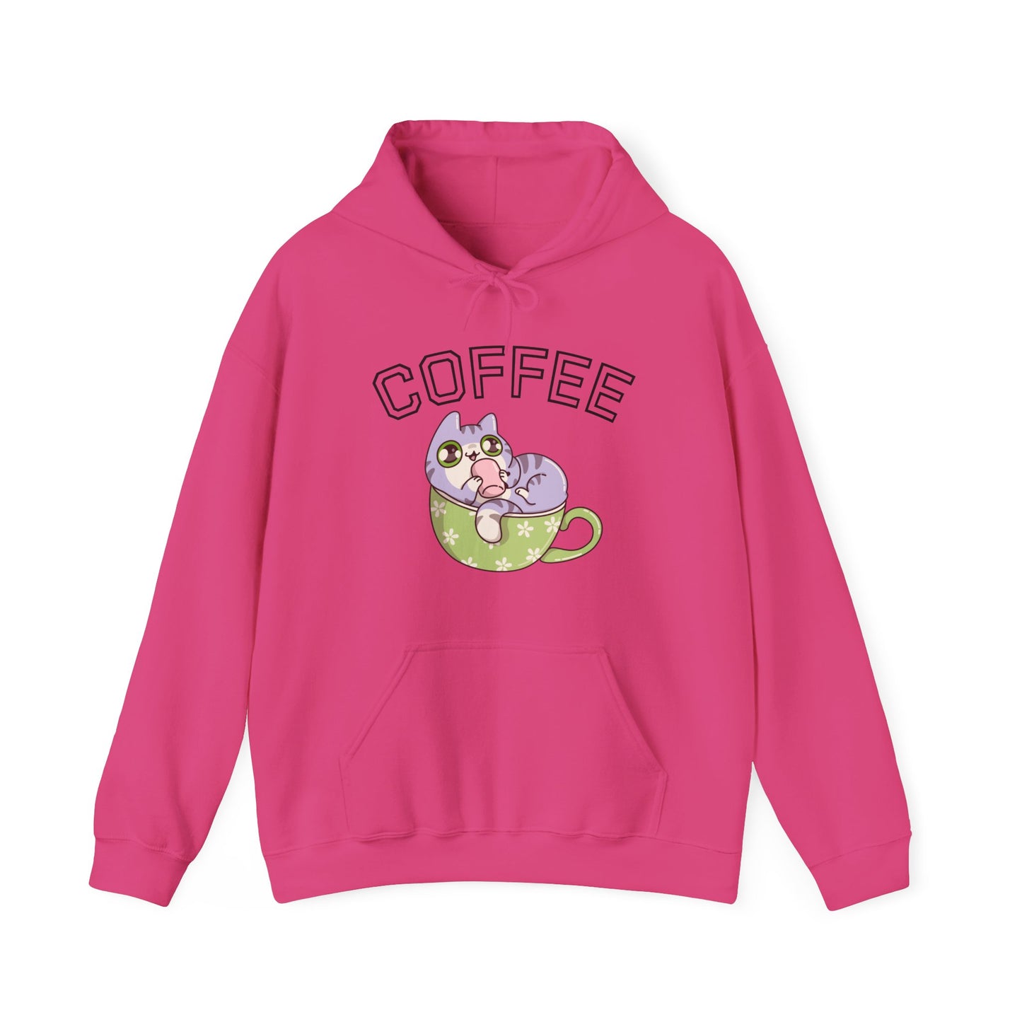 Coffee Cat in a Cup Hoodie – Cute Kitty Coffee Graphic Sweatshirt for Coffee Lovers (USA Only)