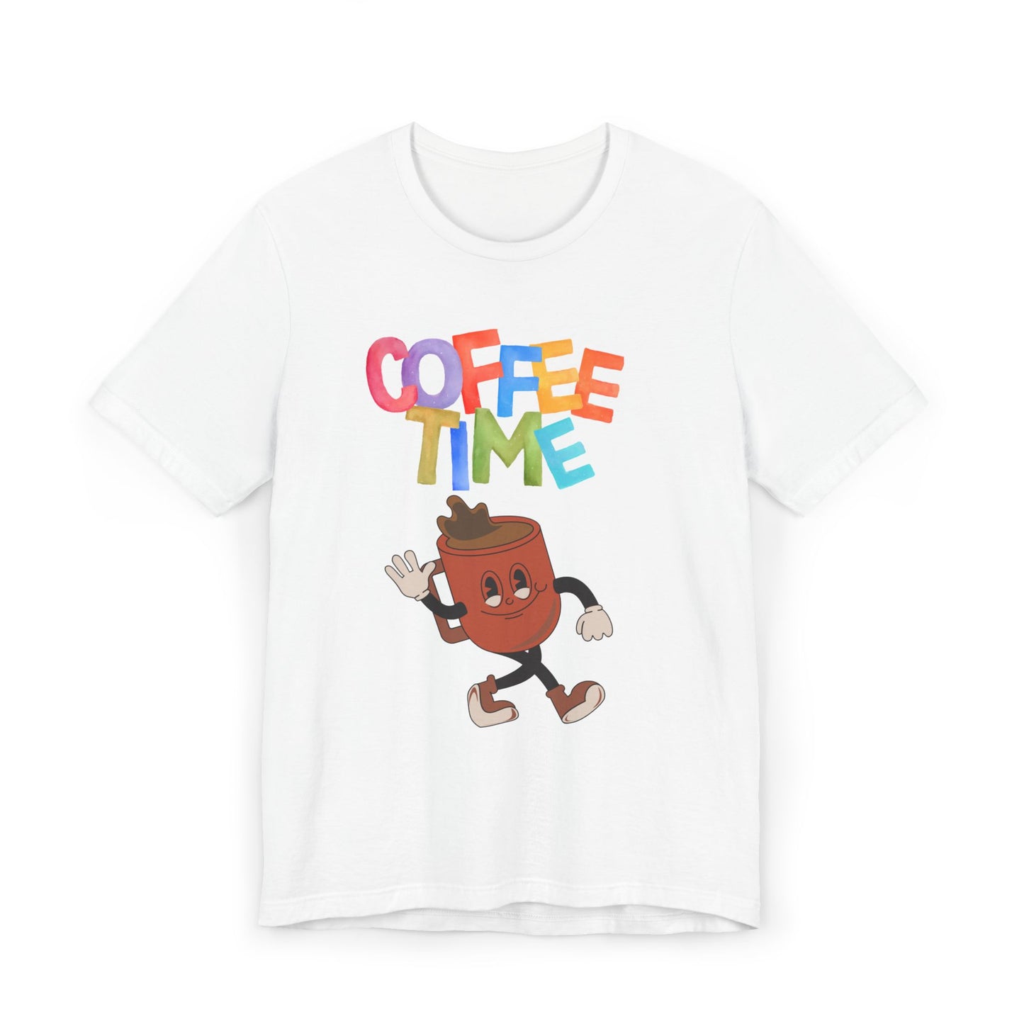 Coffee Time Retro T-Shirt – Fun Cartoon Coffee Cup Graphic Tee for Coffee Lovers (USA Only)