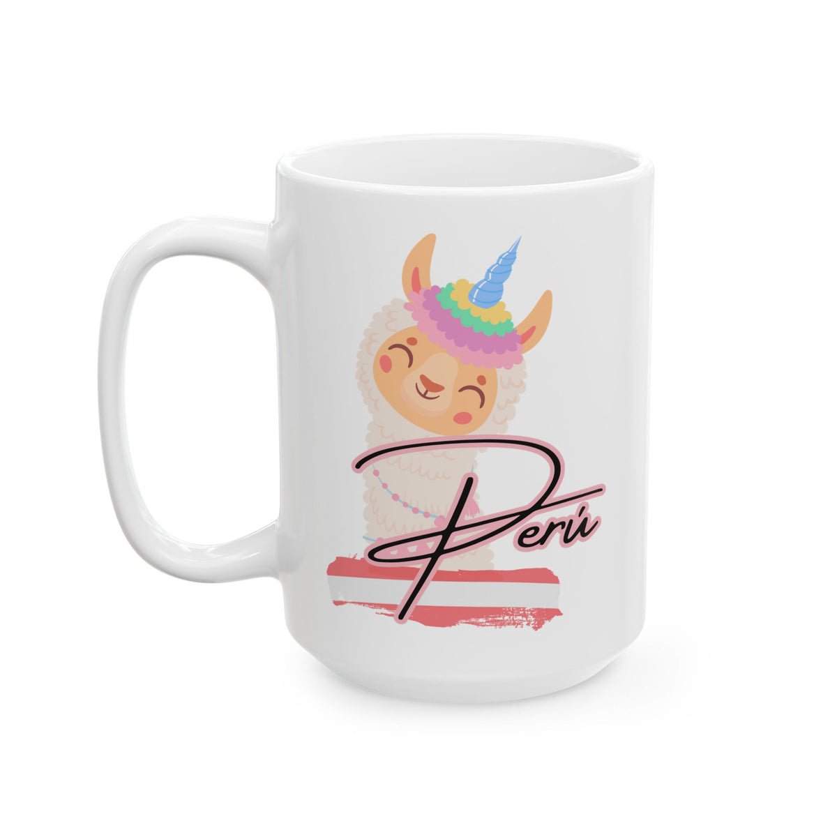 Best Peruvian Ceramic Coffee Mug "Llama Rainbow"