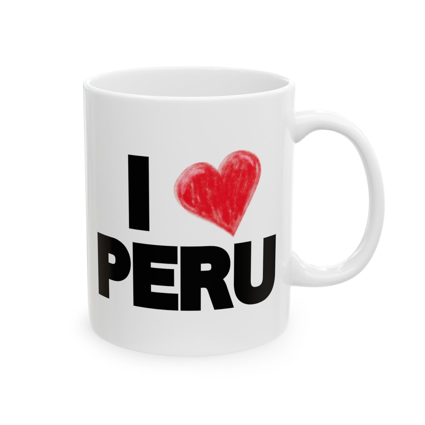 Best Peruvian Ceramic Coffee Mug, (11oz, 15oz) "I Love Peru"