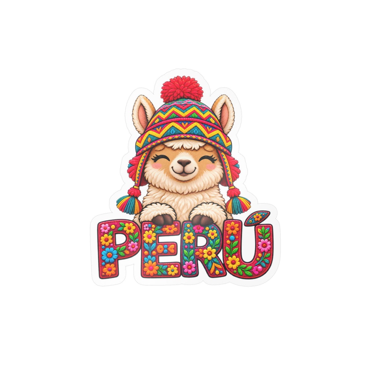 Best Chullo Llama Peru Sticker - Cute Floral Andean Decal
