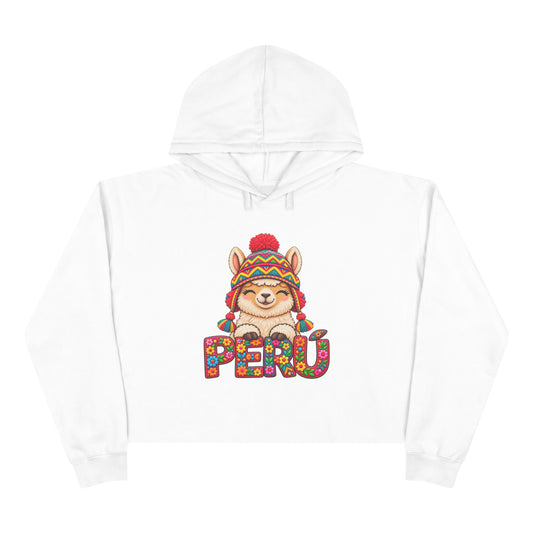 Best Floral Llama Peru Crop Hoodie - Cute Chullo Llama Gift