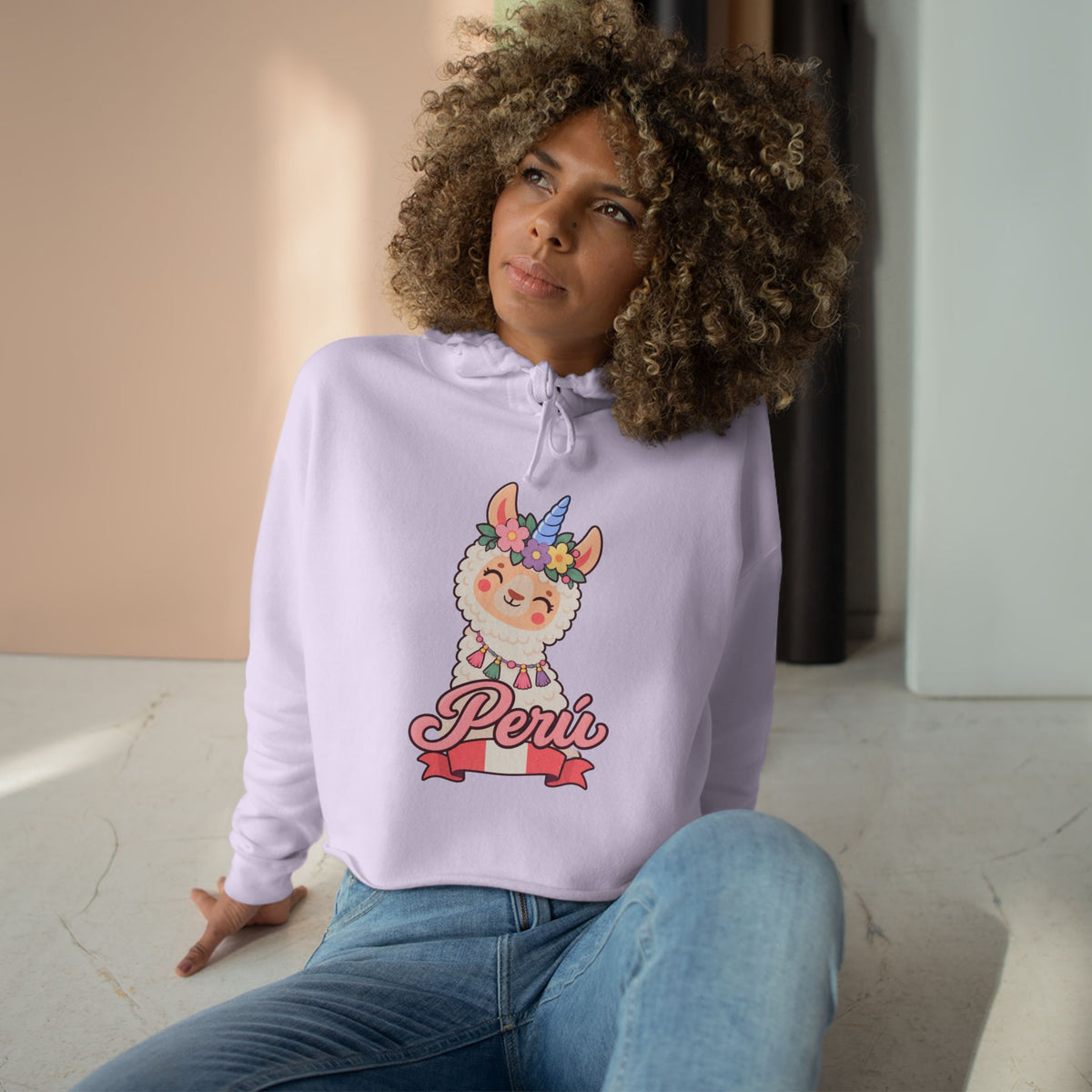 Best Unicorn Llama Peru Crop Hoodie - Cute Llamacorn Gift