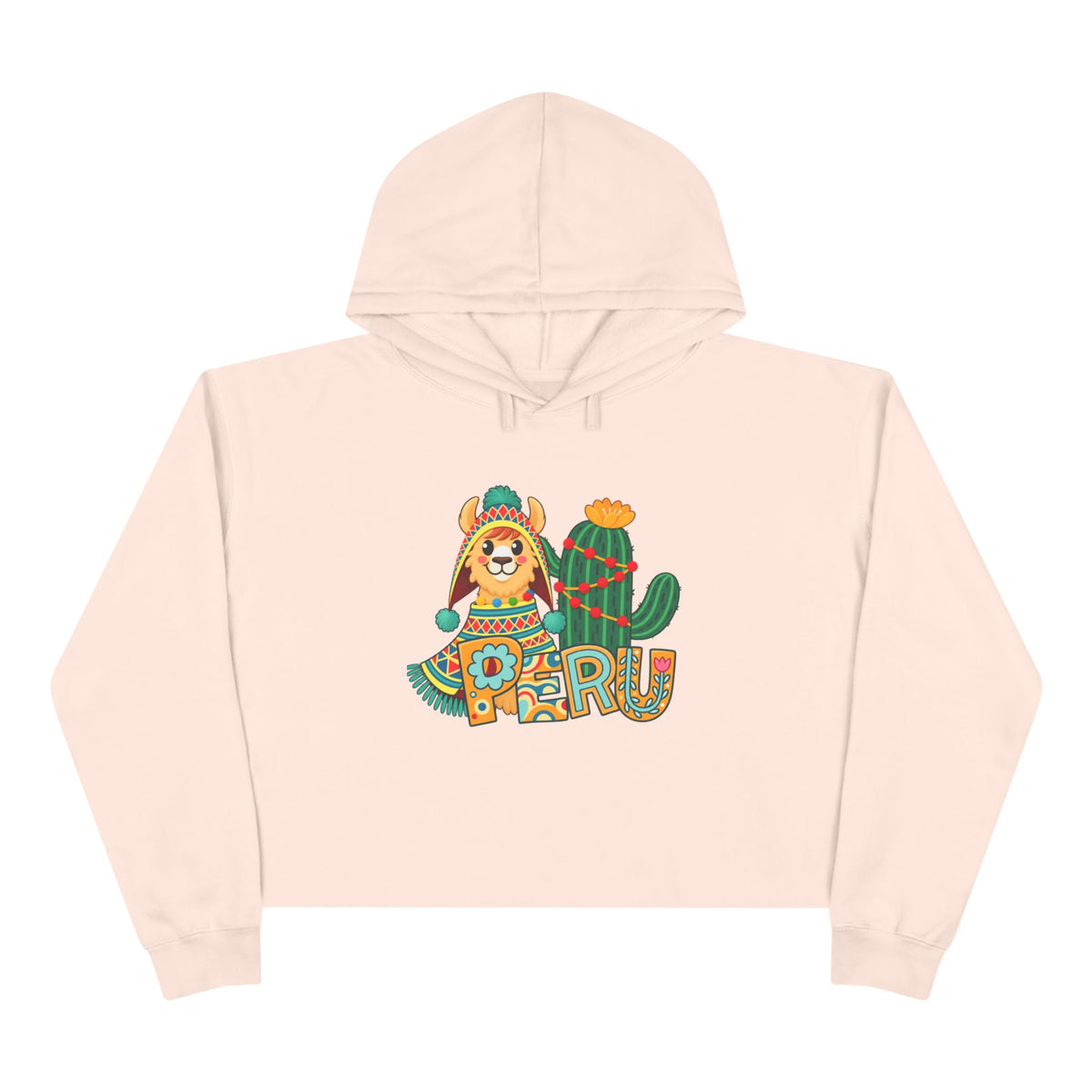 Best Chullo Llama Peru Crop Hoodie - Cute Andean Gift