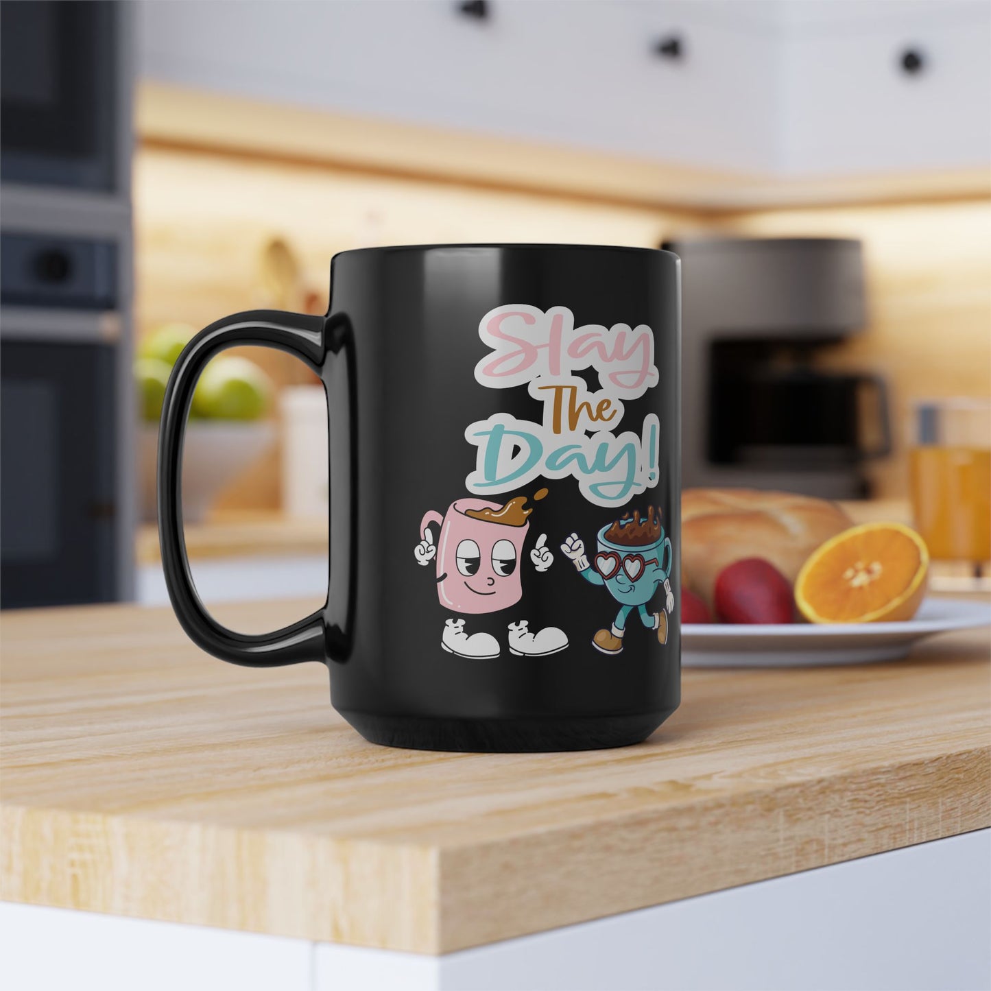 Best Black 'Slay the Day' Coffee Mug for Night Owls & Early Birds