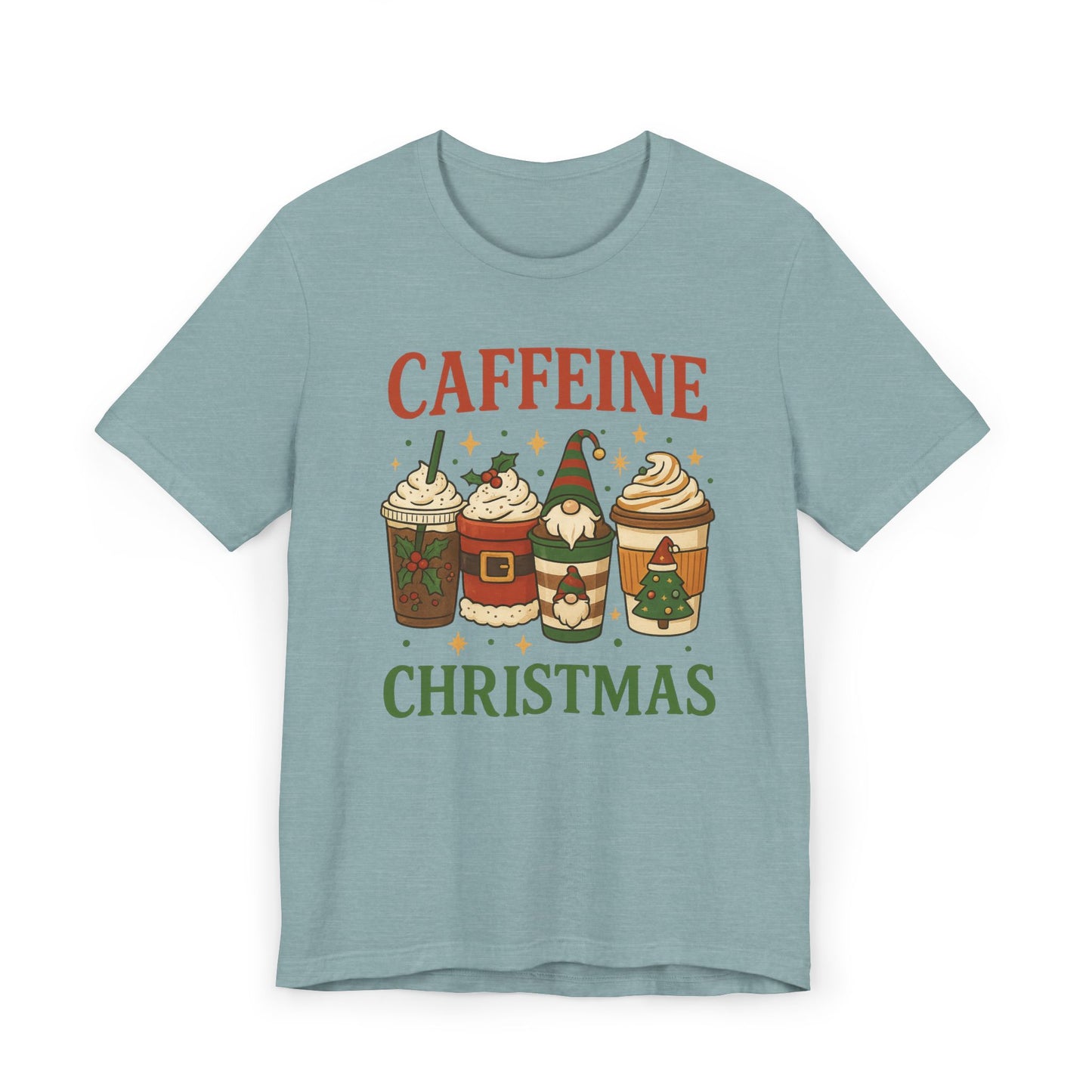 🎄 Caffeine Christmas Unisex T-Shirt USA | Holiday Coffee Tee