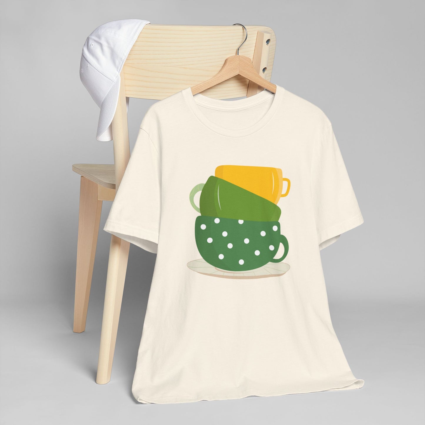 Stacked Coffee Cups T-Shirt – Fun Colorful Mug Graphic Tee for Coffee Lovers (USA Only)