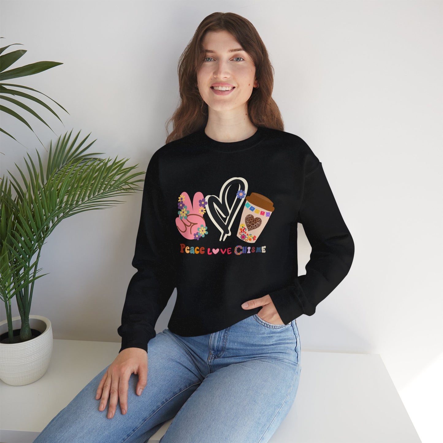 Best Unisex Coffee Sweatshirt That Spreads Peace, Love & Coffee (Chisme) Vibes: Brew & Harmony