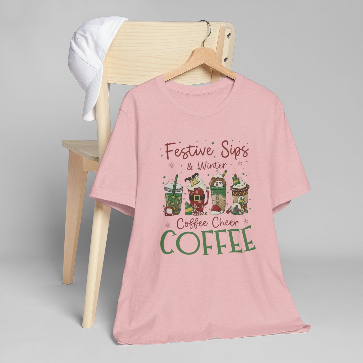 ❄️☕ Festive Sips & Winter Coffee Cheer T-Shirt USA | Holiday Coffee Tee