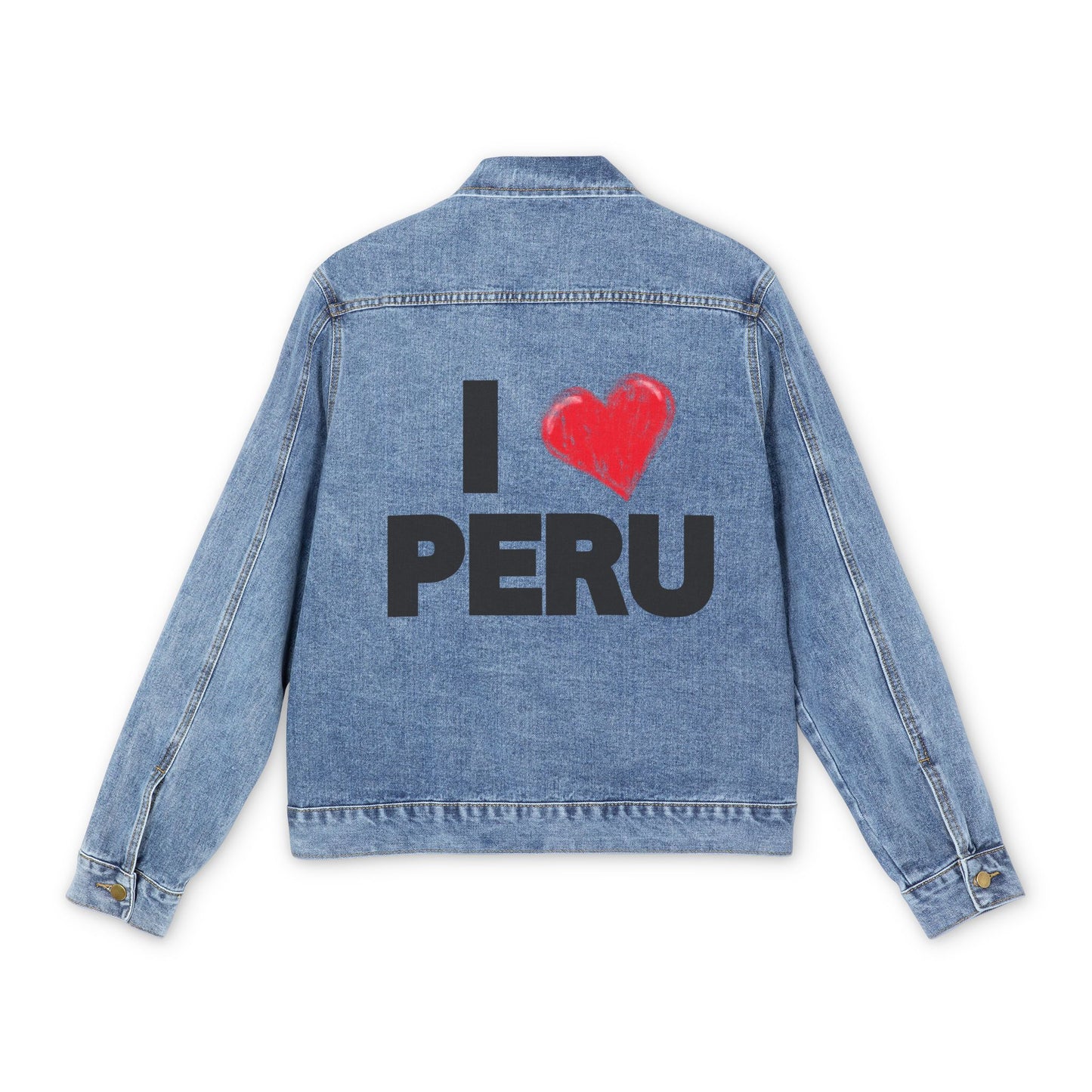 Peruvian Inspired Men's Denim Jacket "I Love Peru"