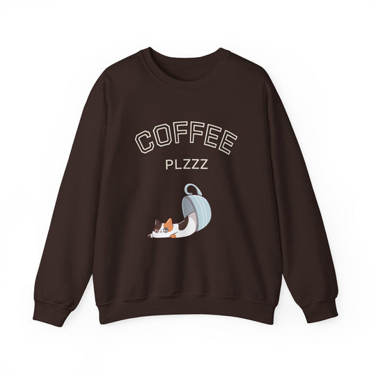 🐱☕ Coffee Plzzz Cat Sweatshirt USA | Eco-Friendly Unisex Coffee Sweater