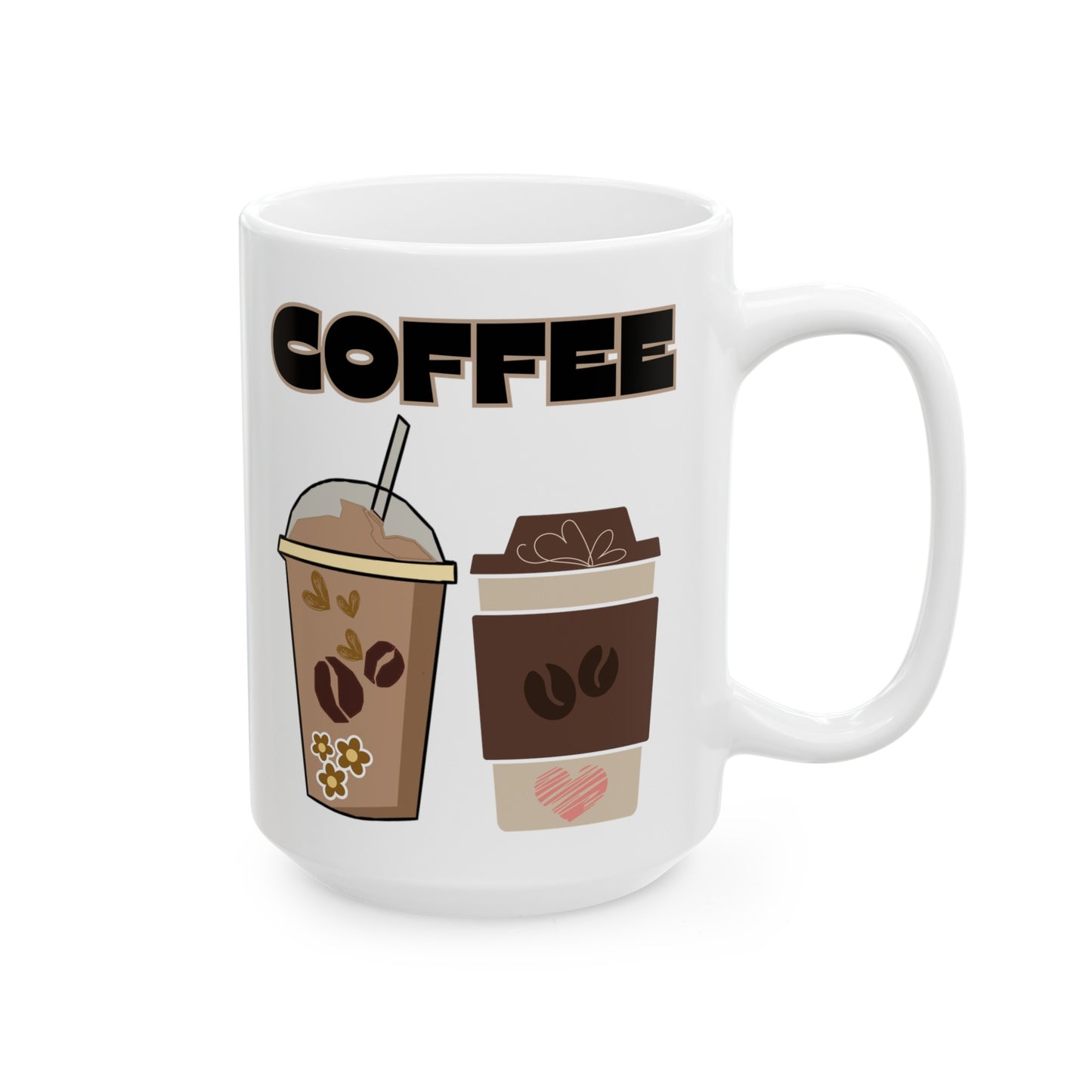 Best Ceramic Coffee Mug, (11oz, 15oz) "COFFEE"