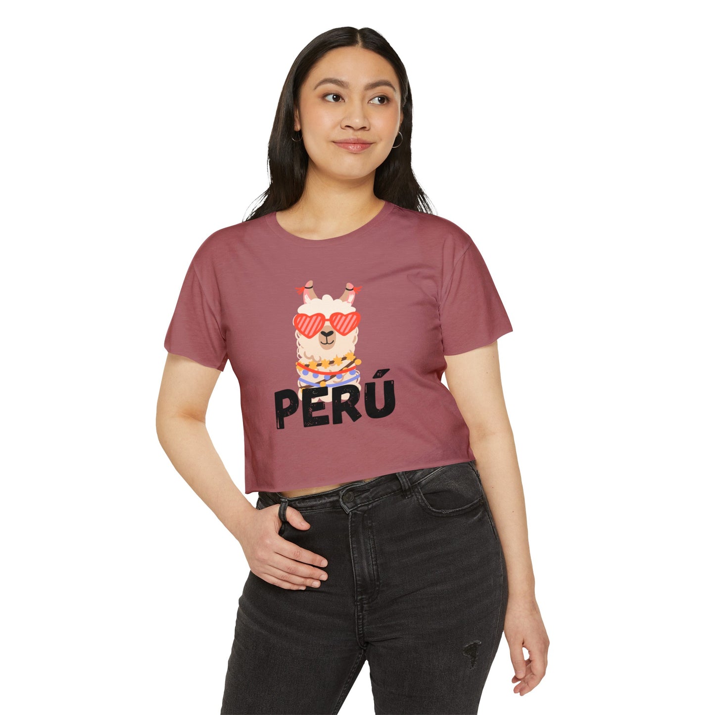 Peruvian Crop Top "Peru Llama Heart"