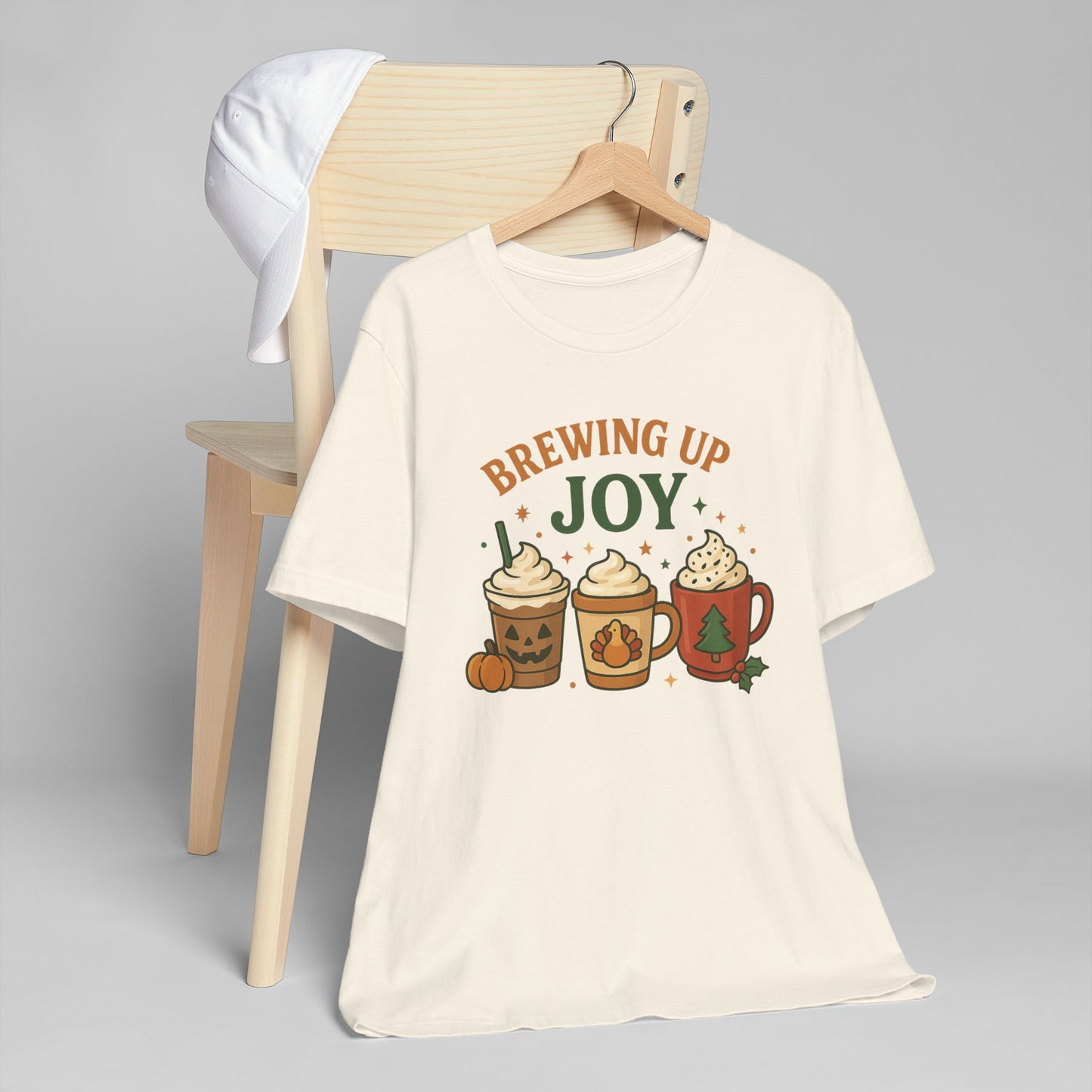 🎃🦃🎄 Brewing Up Joy Unisex T-Shirt USA | Holiday Coffee Tee