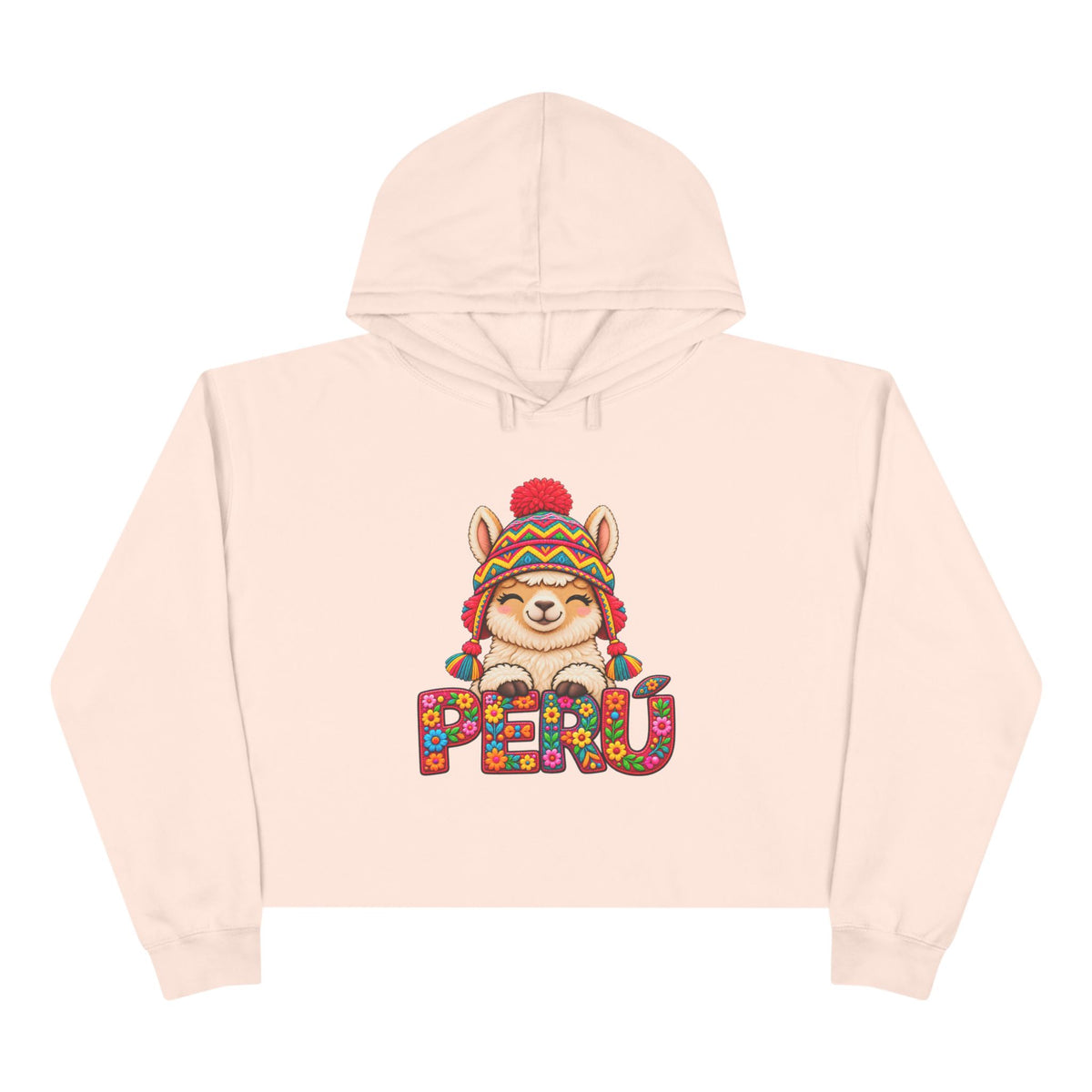Best Floral Llama Peru Crop Hoodie - Cute Chullo Llama Gift