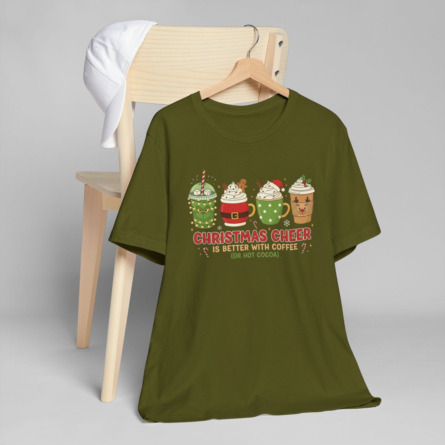 🎄☕ Christmas Cheer Coffee T-Shirt USA | Holiday Coffee & Cocoa Tee