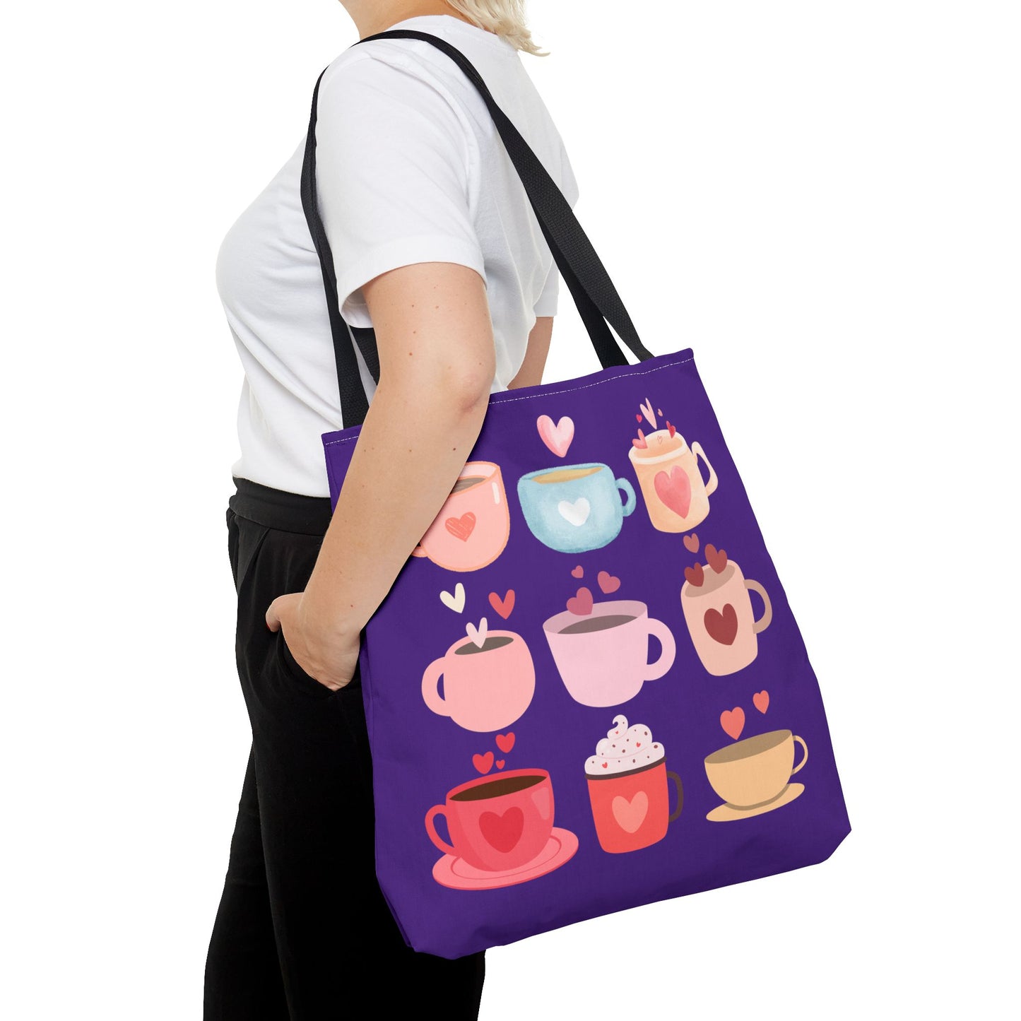 Best Coffee Tote Bag "Coffee Mugs Heart"