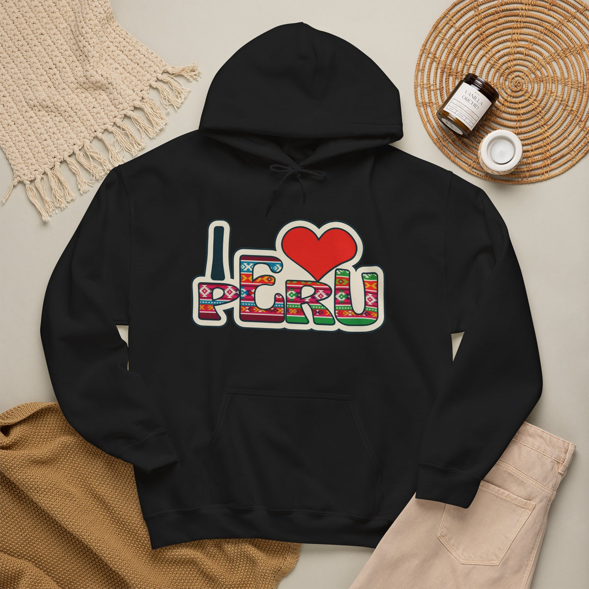 Best I Love Peru Hoodie - Colorful Andean Textile Gift