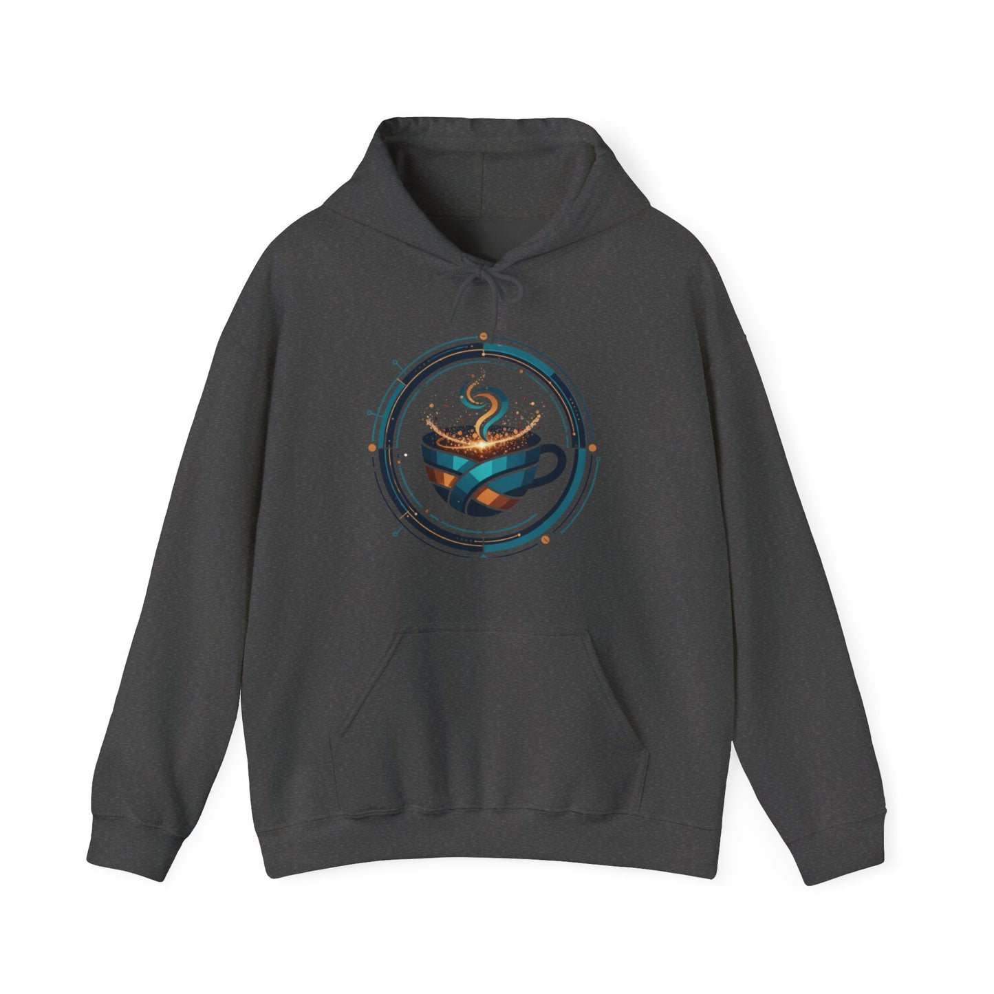 🔵☕ Futuristic Coffee Cup Hoodie USA | Tech-Inspired Coffee Hoodie