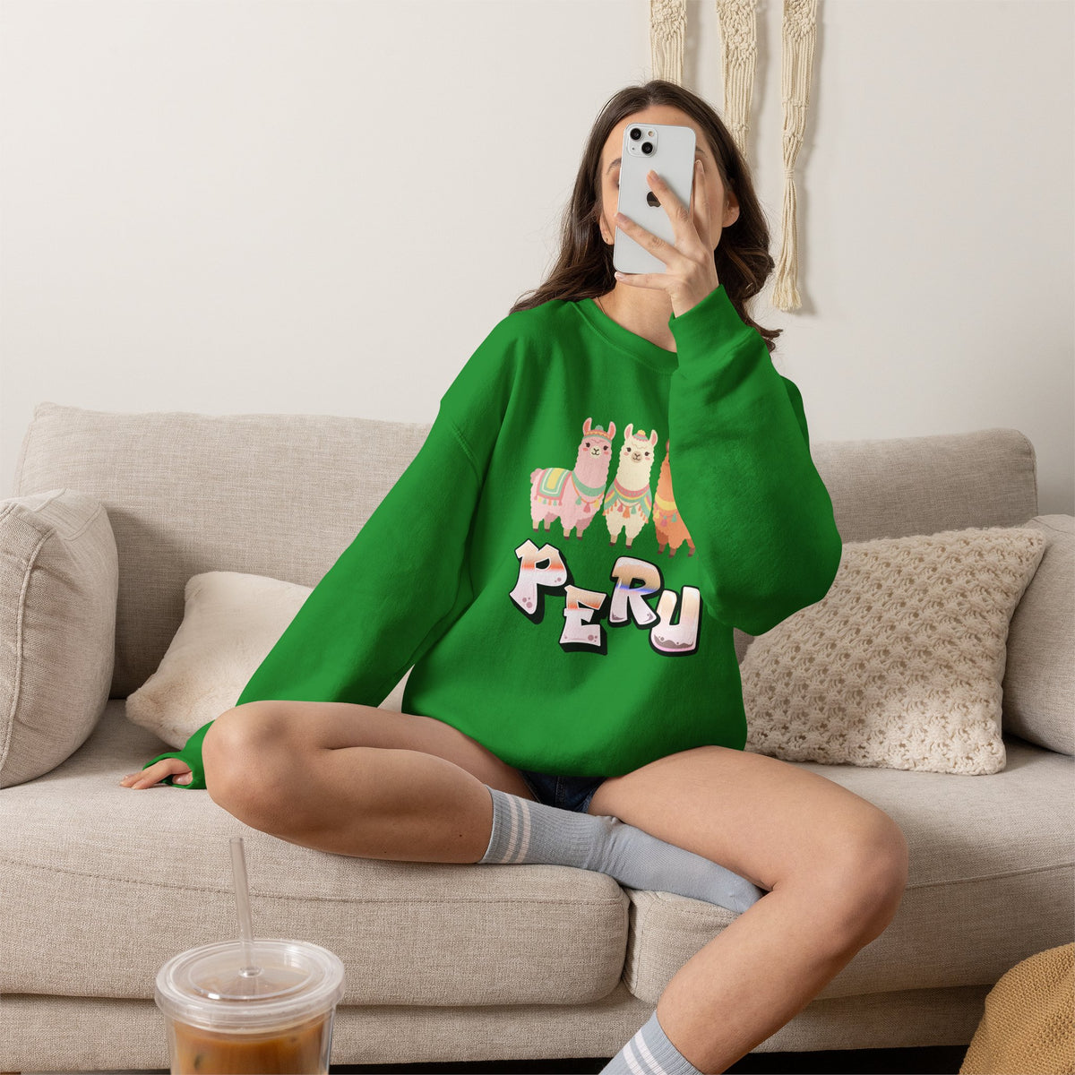Best Pastel Llama Peru Sweatshirt - Cute Llamas Crewneck
