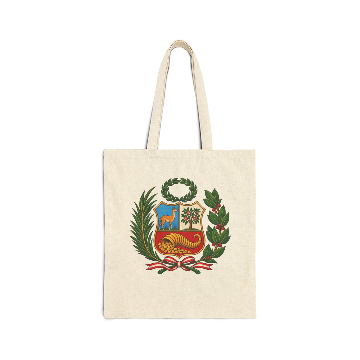 Best Peru Coat of Arms Tote Bag - Escudo Canvas Gift