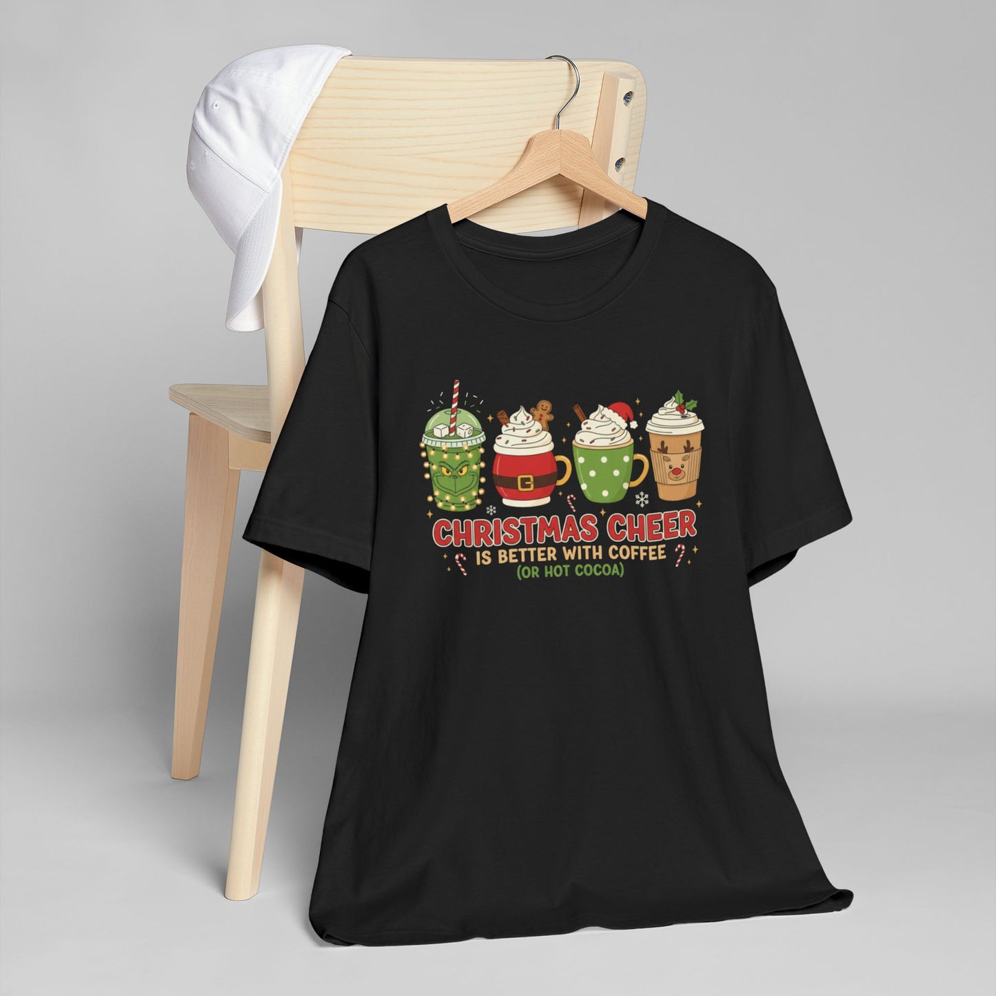 🎄☕ Christmas Cheer Coffee T-Shirt USA | Holiday Coffee & Cocoa Tee