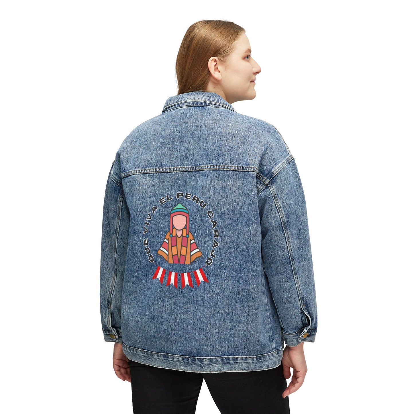 Best Peruvian Women's Denim Jacket "Que Viva el PERU Carajo"