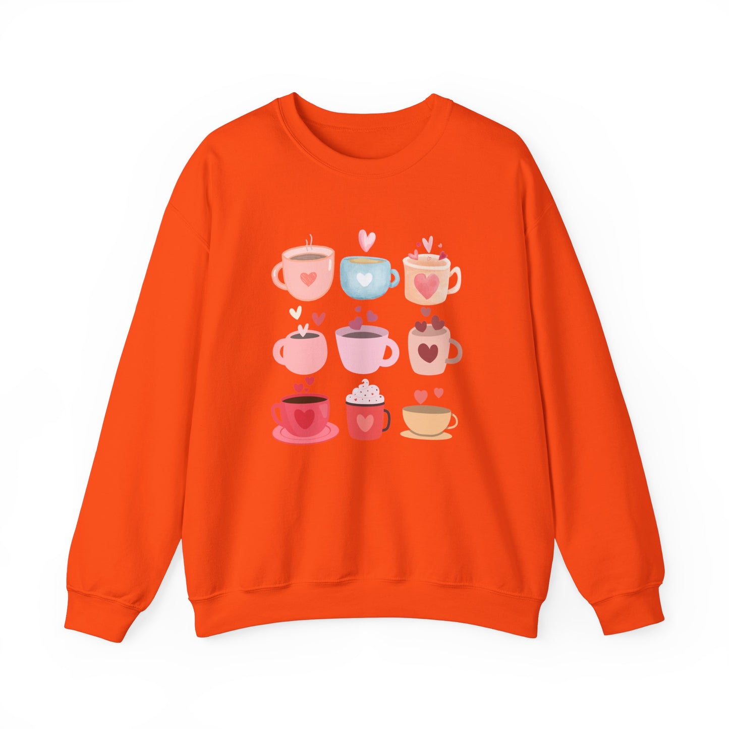 Best Unisex Coffee Sweatshirt "Coffee Mugs Hearts"