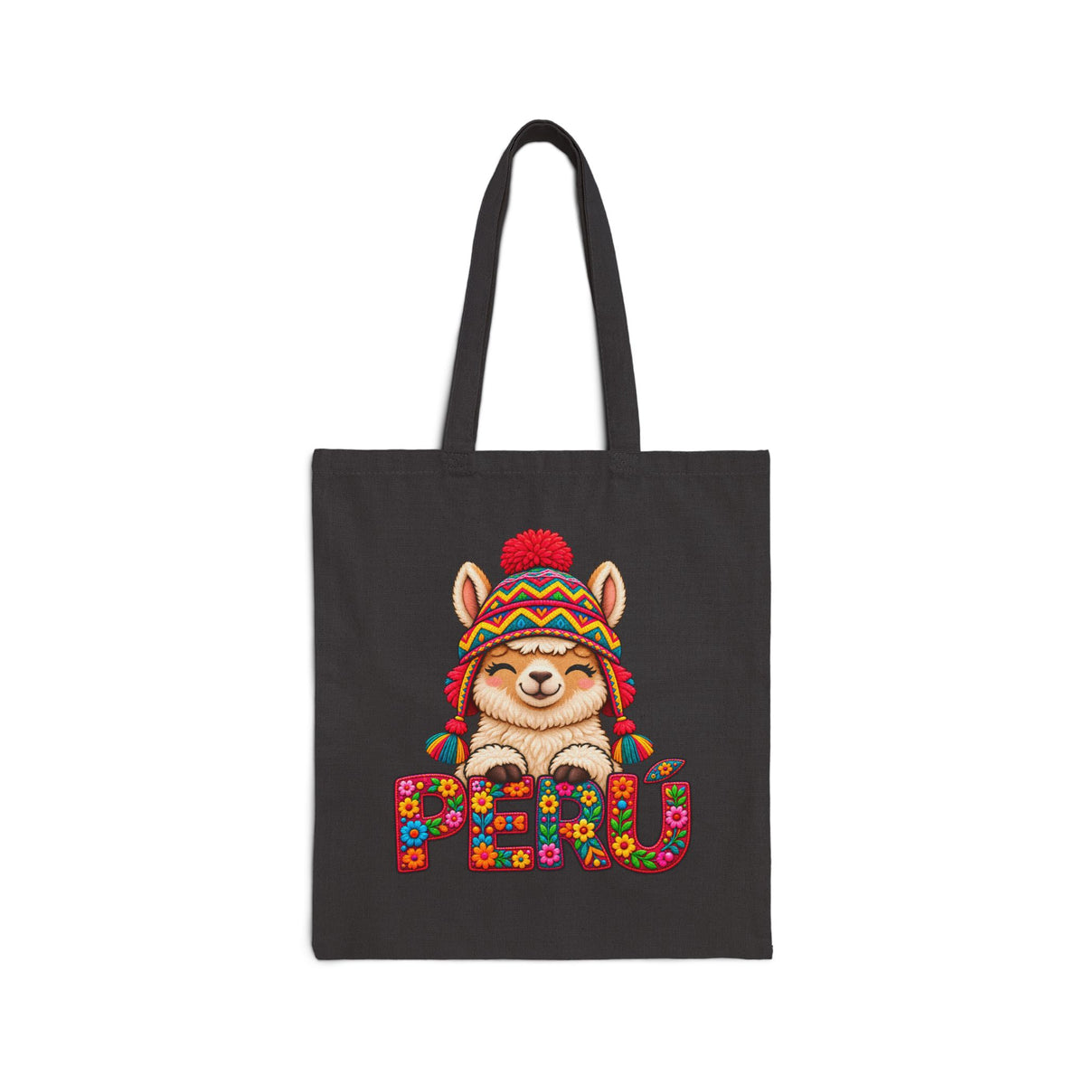 Best Floral Llama Peru Tote Bag - Cute Chullo Canvas Gift