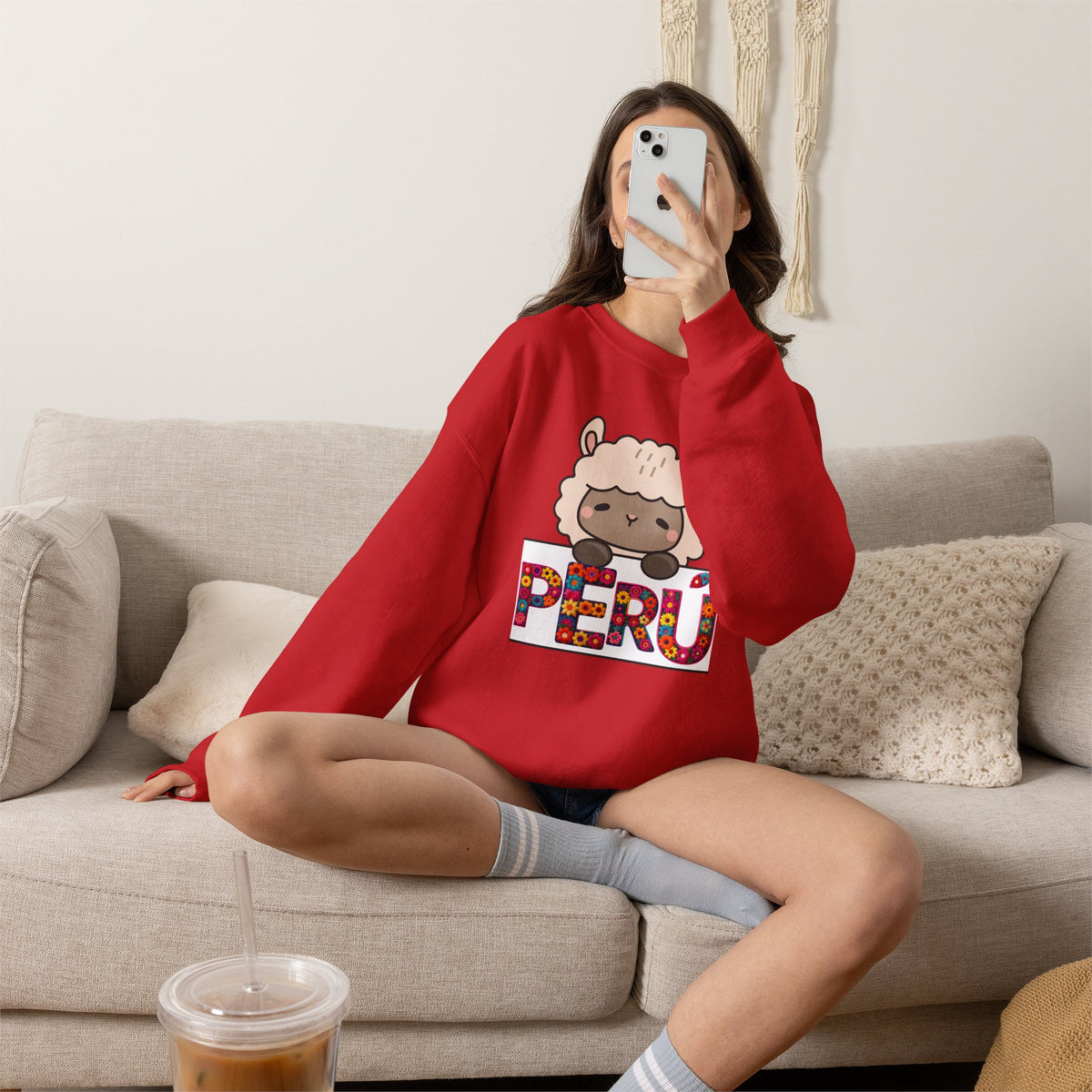 Best Cute Alpaca Peru Sweatshirt - Kawaii Floral Crewneck