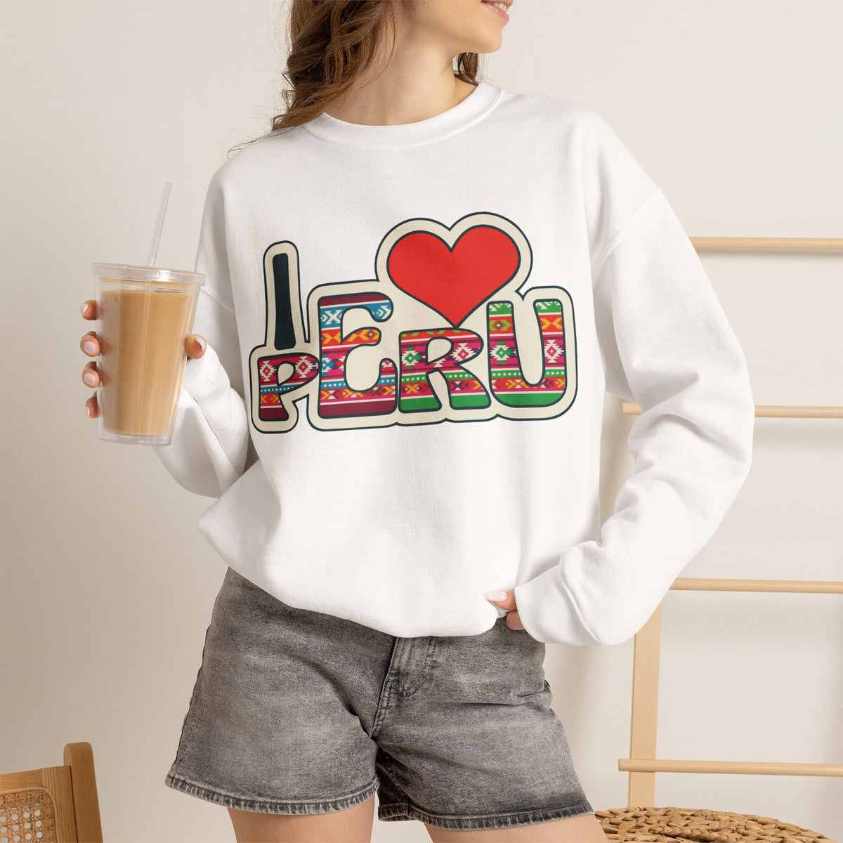 Best I Love Peru Sweatshirt - Andean Textile Crewneck Gift