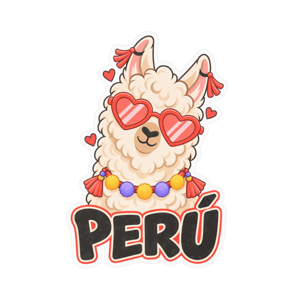 Best Cool Llama Peru Sticker - Heart Sunglasses Llama Decal