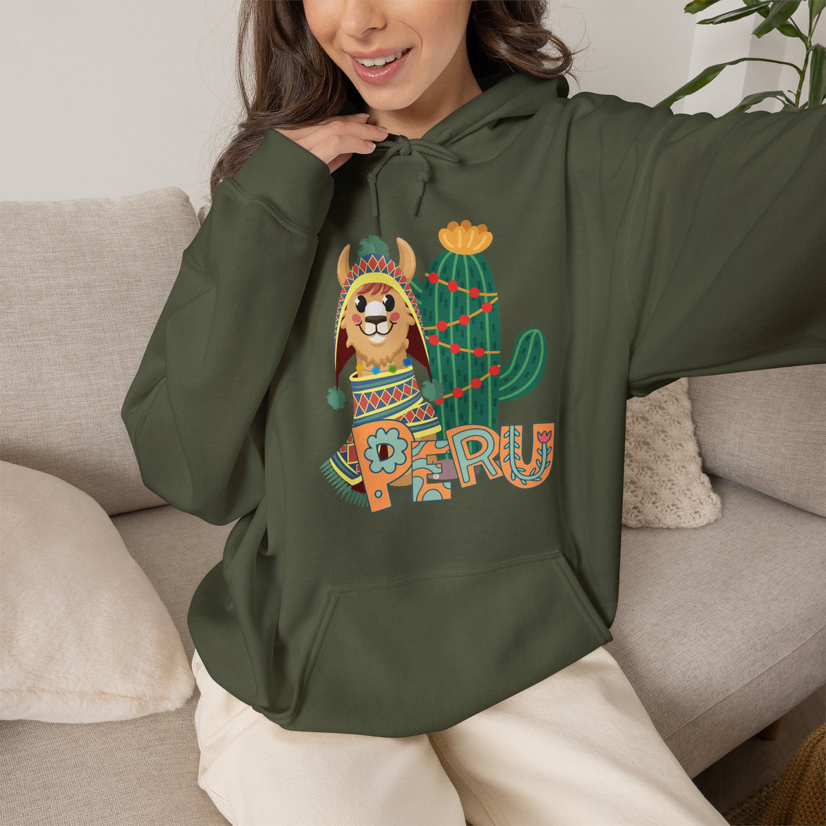 Best Peru Llama Cactus Hoodie - Peruvian Pullover