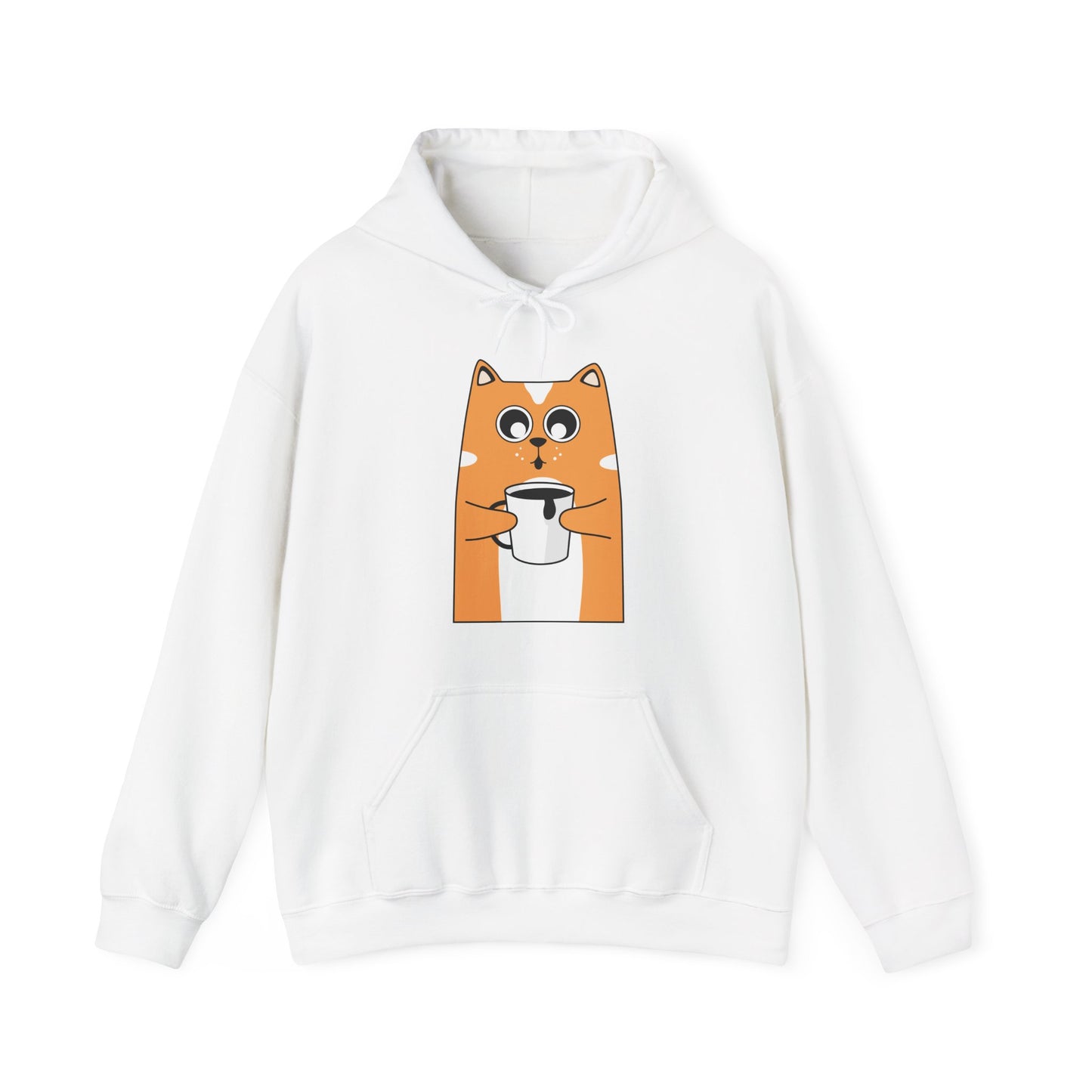 Coffee Cat Hug Hoodie (Unisex) – Cute Orange Cat with Coffee Cup Graphic Hoodie (USA Only)