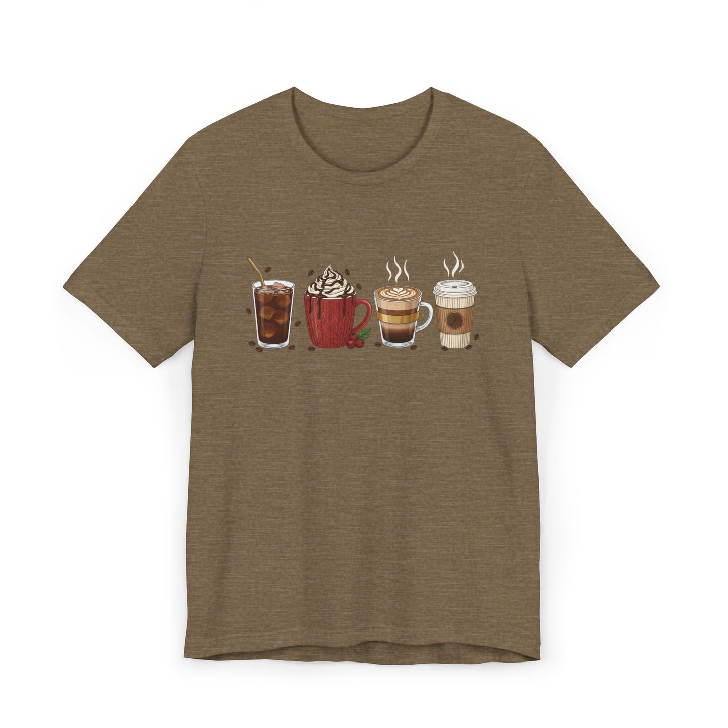 ☕ Holiday Coffee Drinks Unisex T-Shirt USA | Coffee Lovers Tee