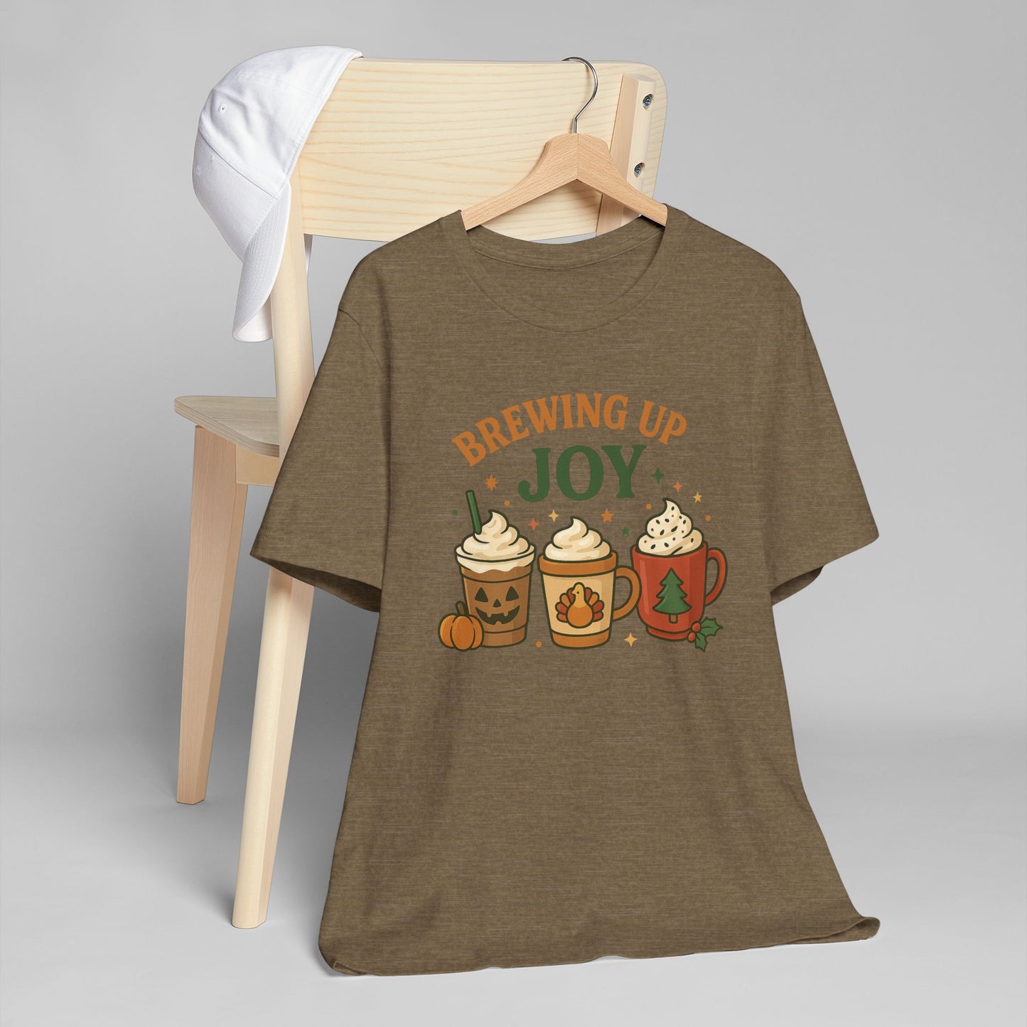 🎃🦃🎄 Brewing Up Joy Unisex T-Shirt USA | Holiday Coffee Tee