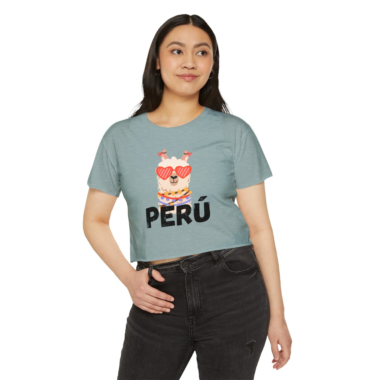 Peruvian Crop Top "Peru Llama Heart"